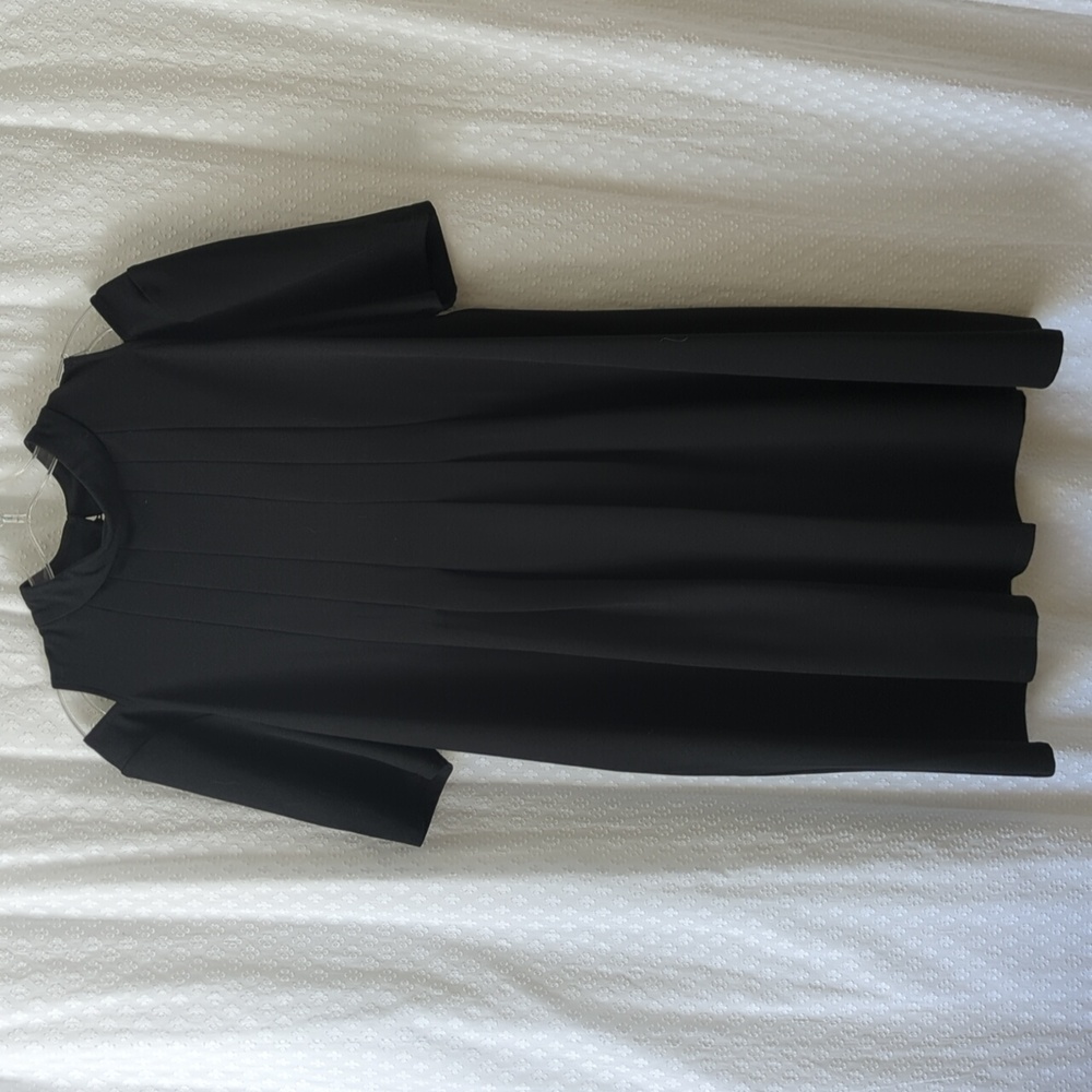 ASOS Black Aline Dress Short Sleeve Cold Shoulder With Pleats Womens US 12/UK 16